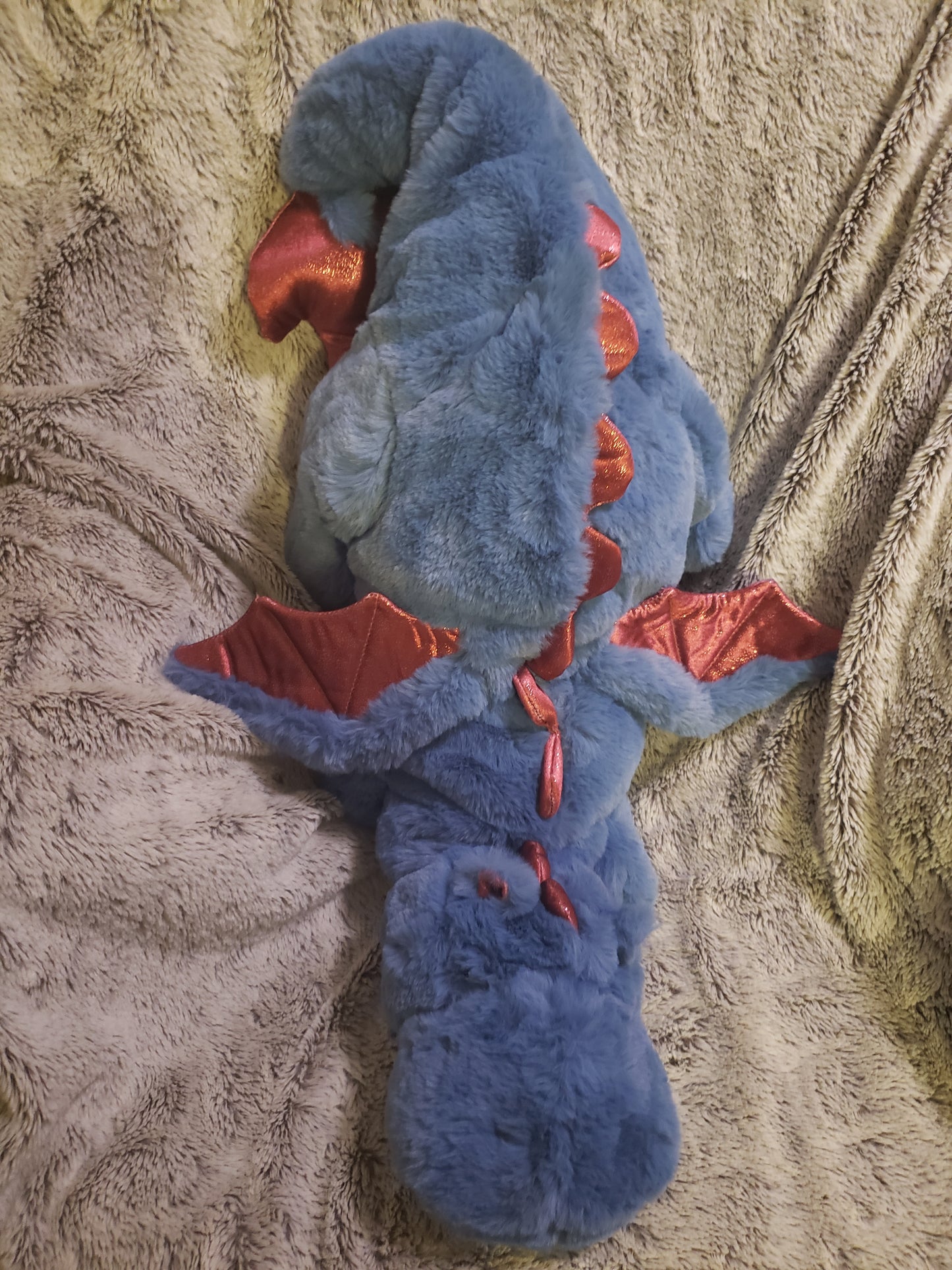 Weighted 1-15lbs 52" Extra Large Jumbo Giant Big Blue and Red Dragon Plush for Anxiety, ADHD, Stress, Autism, Comfort Therapy Stuffed Animal