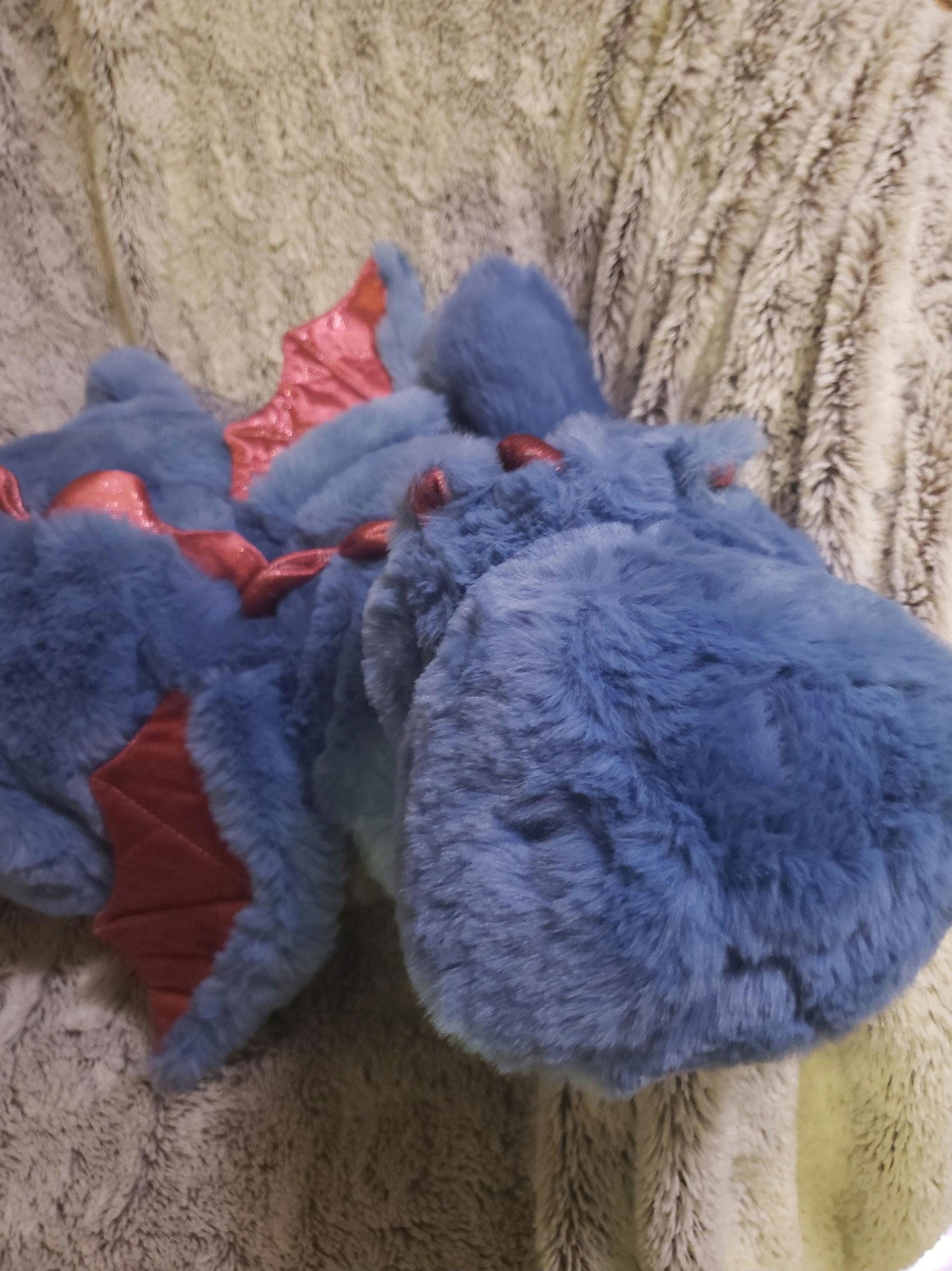 Weighted 1-10lbs Large Jumbo Giant Big Blue and Red Dragon Plush for Anxiety, ADHD, Stress, Autism, Comfort Therapy Stuffed Animal